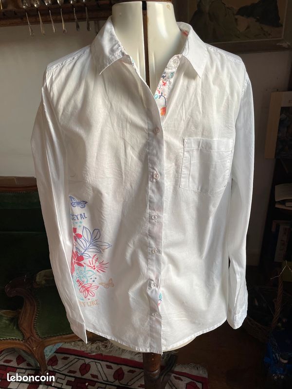 Chemisier blanc blanche porte coton taille 44 Vêtements