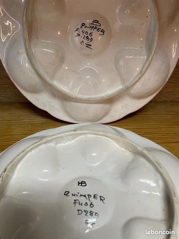 Assiettes à Huîtres HB Quimper rose Henriot (image 2)
