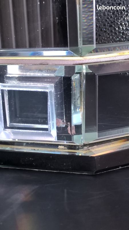 Boîte à Bijoux Vintage Miroir Verre Taillé Et Biseauté – Avec Tiroir – Ancienne – Réf #C034
