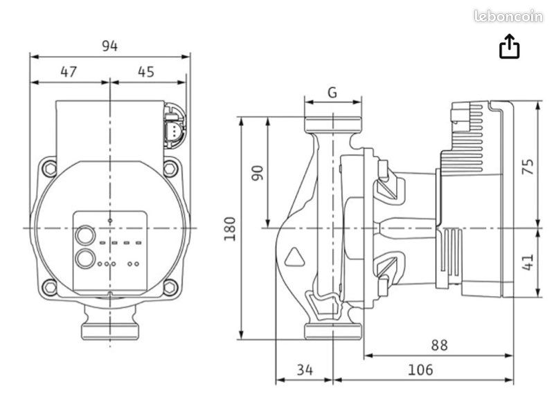Circulateur de chauffage, pompe Salmson MXL 30-32 P