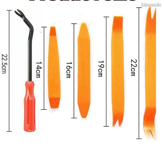 Lot De 2 Outils Démontage Panneaux Voiture - Pour Clips, Agrafes, Garnitures Intérieures - Poignée Confort, Métal/plastique
