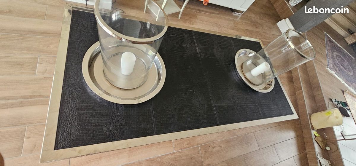 Vente superbe table en acier Moderne cuir martelé (image 2)