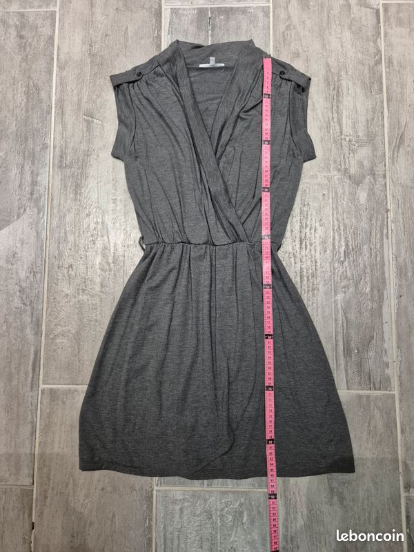 Robe Gris 606 LMV - Taille 38/40 - Coton/poly - Style Tunique Genou - Occasion TBE