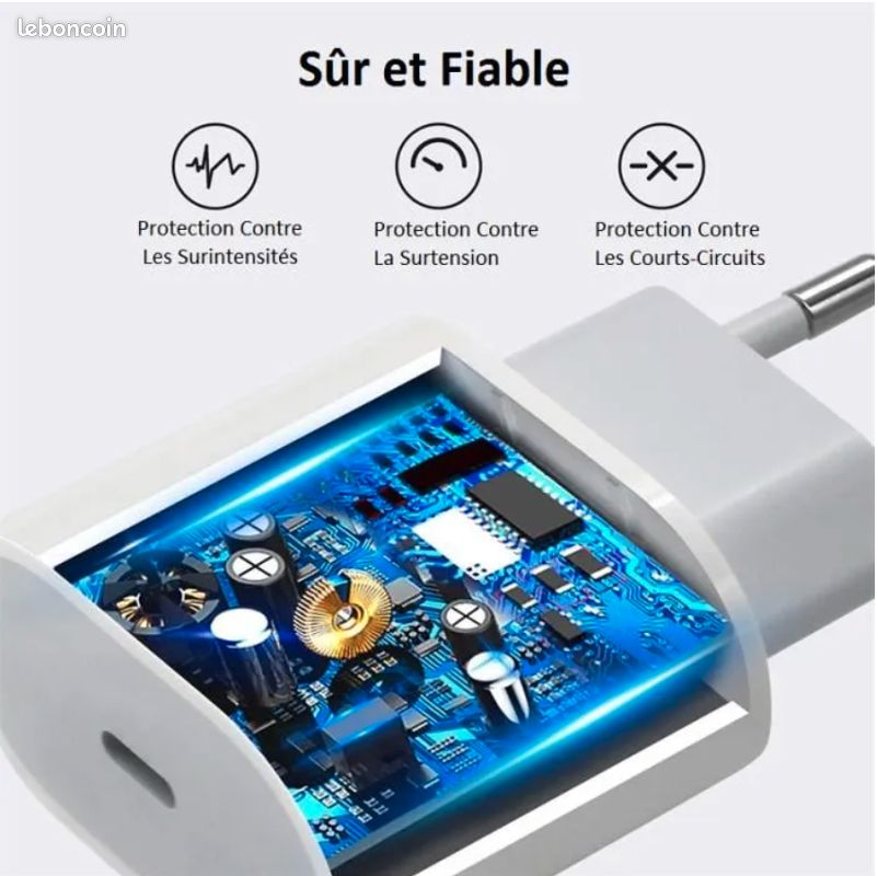 Câble Chargeur Iphone 12 Pro Chargeur Rapide 20W Compatible IPhone 14/13/ 12/11/X - Câble 1m USB-C Cable Iphone 13