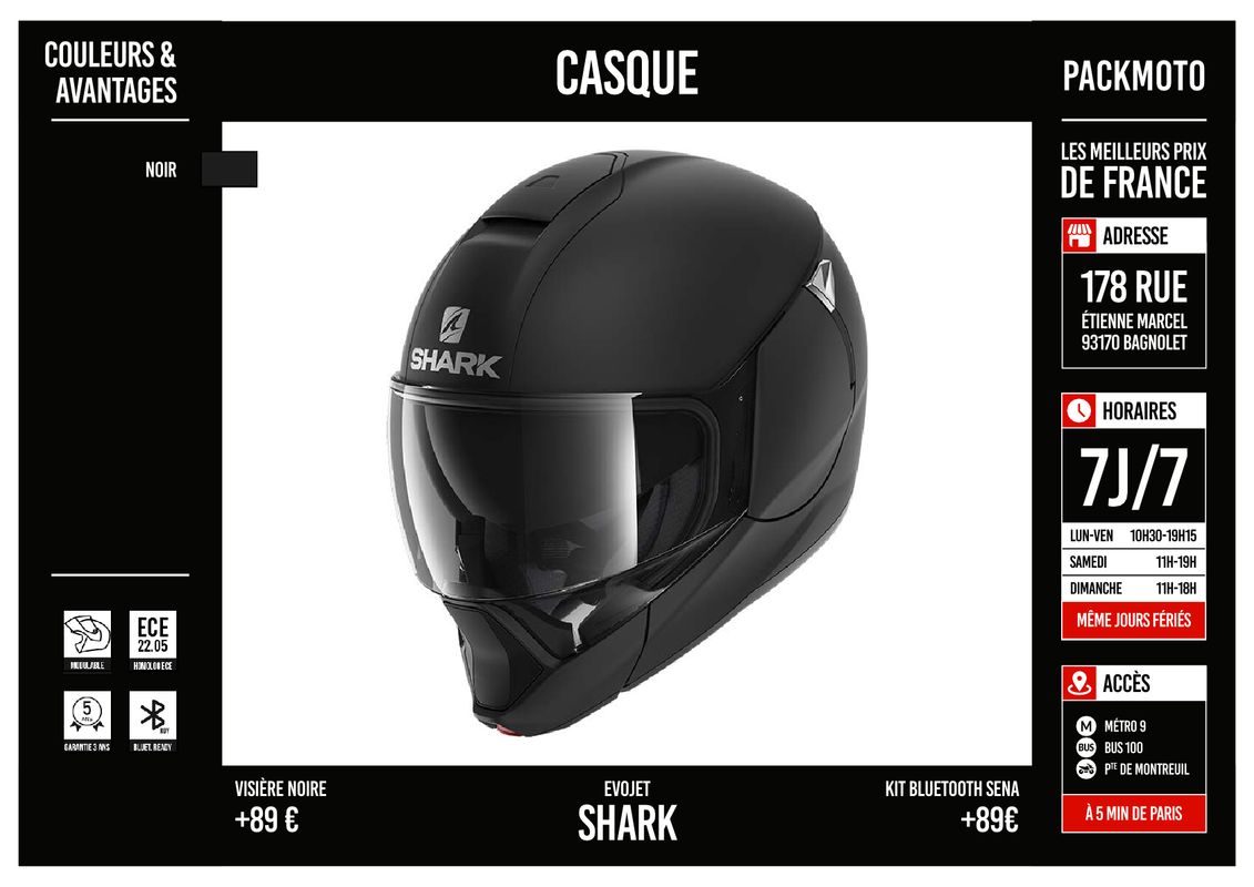 Casque Moto SHARK Evojet - Modulable - NEUF + Garantie