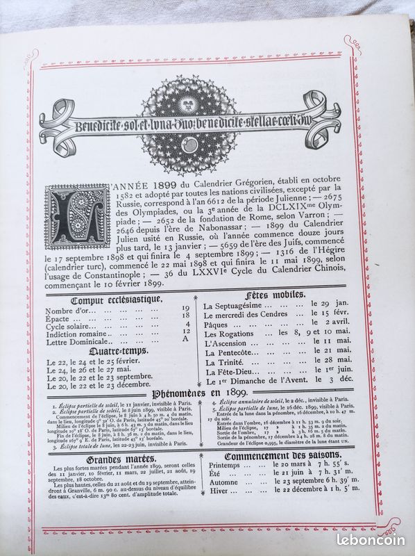 Le trés rare Almanach catholique de France de l'an de grâce 1899 (image 7)