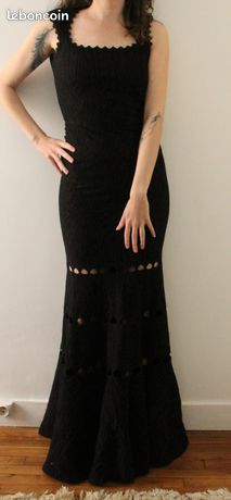 Robe Longue Cocktail Alaïa Noire à Paillettes - Motif Zébré, Taille S (IT40/FR36), Neuve Avec étiquettes