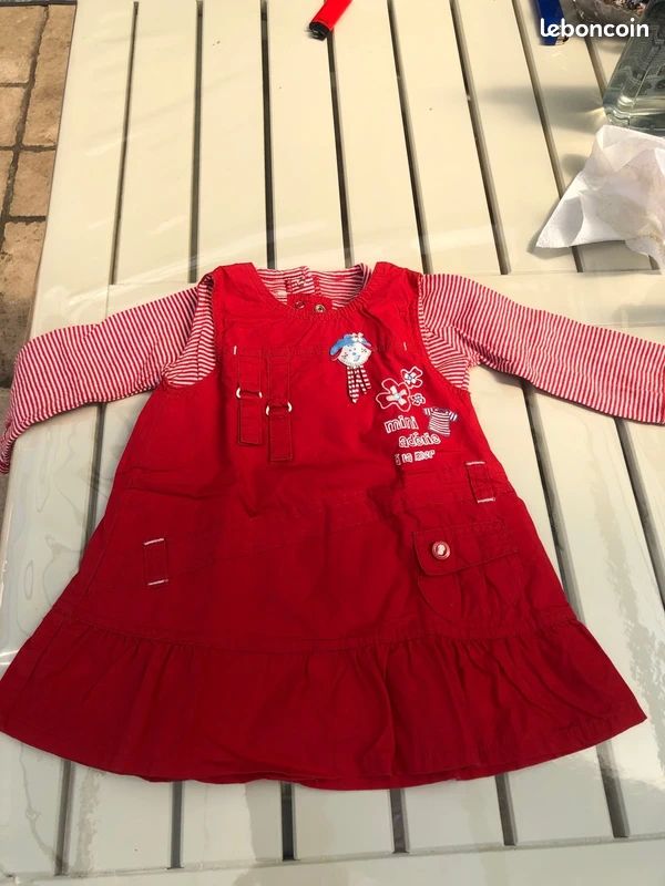 Robe + t-shirt rouge 6 mois mini Adeline (image 1)