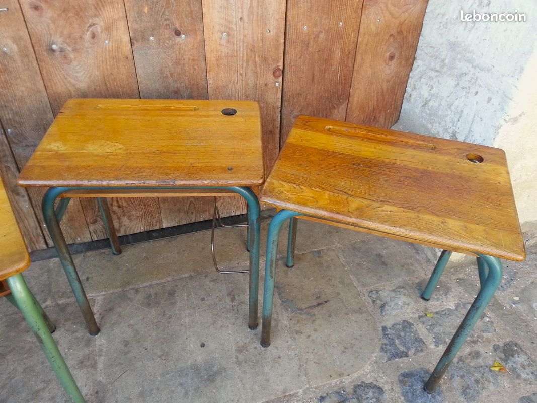 Pupitre scolaire ancien hauteur Adulte x 20 - Chaises assorties - LIVRABLES (image 2)
