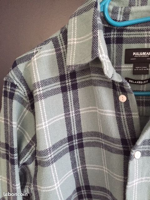 Pull&Bear - Veste chemise longue à carreaux - Bleu et fauve