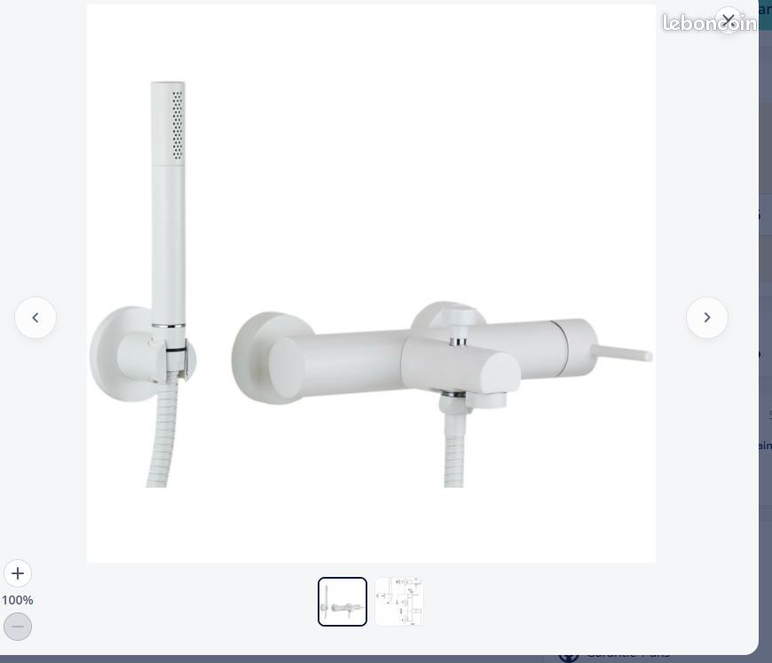 Mitigeur baignoire blanc mat (image 1)