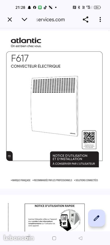 Radiateur électrique Atlantic NEUF jamais installé (image 3)