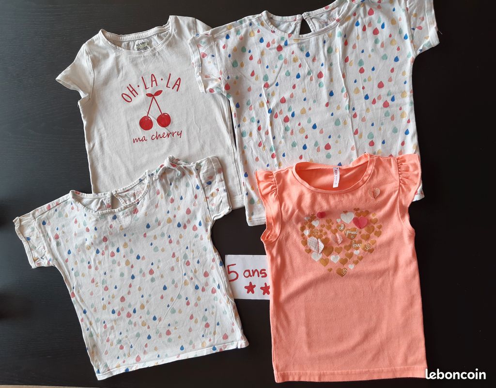 Lot 5ans été tee-shirts fille (image 1)
