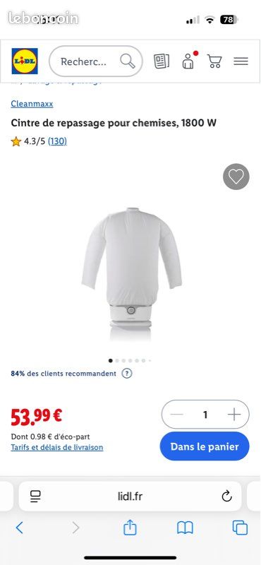 Cintre de repassage pour chemise Lidl Linge de maison
