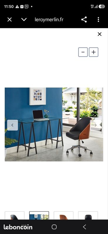 Chaise de bureau - Simili cuir - Noir - Hauteur ajustable (image 8)