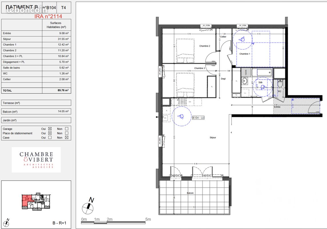 Appartement 4 pièces 90 m² · à Challes-les-Eaux · 90 m² · 1 018 €/mois
