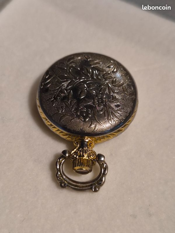 Petite montre pendentif quartz Col-See Paris (Diamètre 25 mm) - Motif floral (image 4)