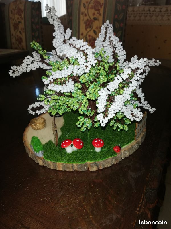 Arbre en perles de rocaille un Lilas Blanc (image 3)