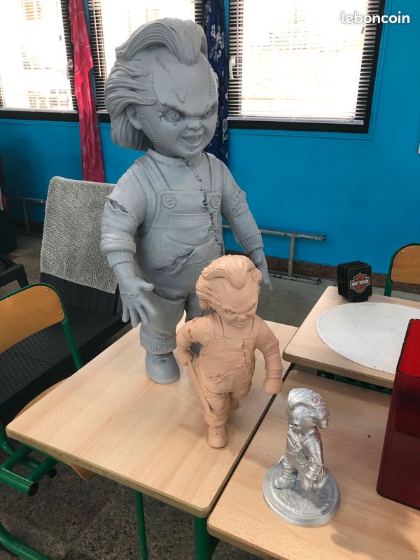 Personnage 40cm Chucky 3D résine peinture unique fait main (image 4)