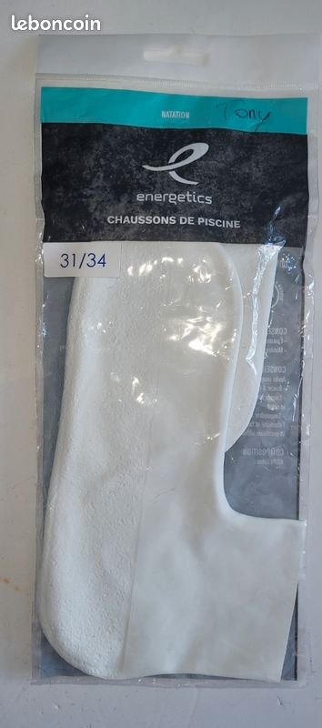 Chaussons piscine 31/34 latex blancs anti verrue Sport Plein air