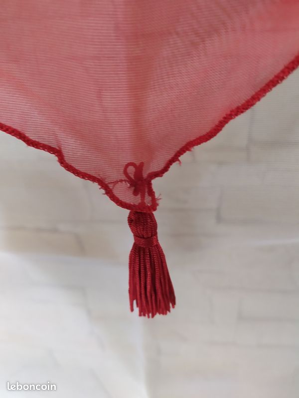 Rideau voilage blanc et rouge (image 2)