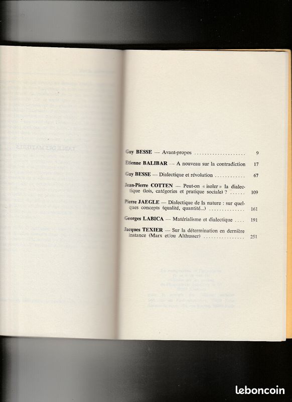 Sur la dialectique Centre d'Etudes et de Recherches Marxistes Etienne Balibar Guy Besse Jean-Pierre Cotten Pierre Jaeglé Georegs Labica Jacques Texier philosophie (image 2)