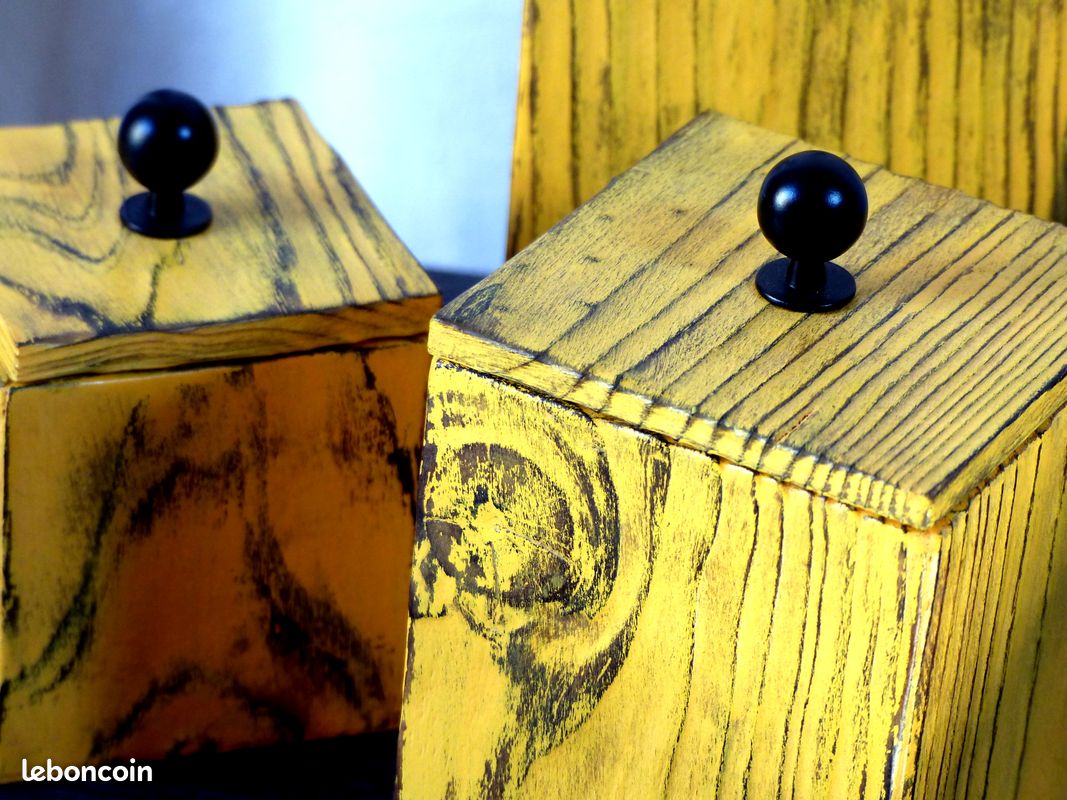 Ensemble de 3 boîtes en bois brûlé coloré (image 4)