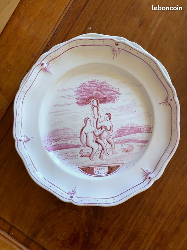 13 assiettes à décor biblique 19e siècle ou avant (18e) attribution Saint Omer (image 12)