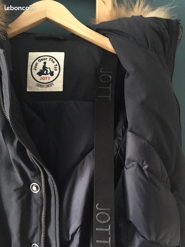 Manteau Parka Doudoune JOTT Gin bleu marine et fourrure (Just