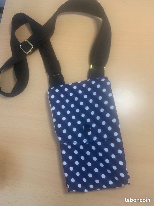 Pochette téléphone petit sac bandoulière tissu, étui téléphone