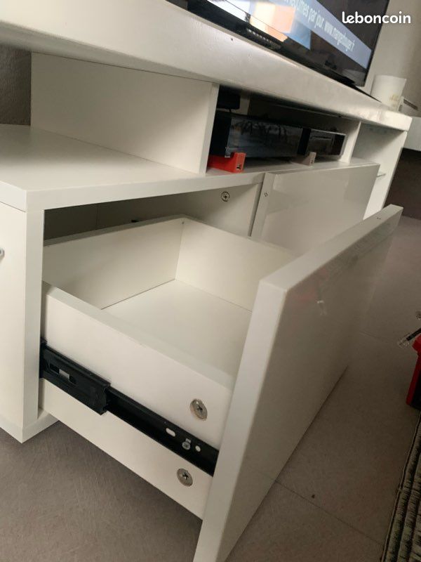 Meuble blanc laqué télévision neuf (image 5)