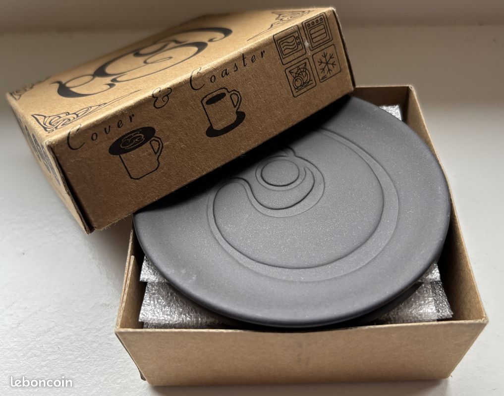6 couvercles et sous-verres / cover and coaster en porcelaine noire (image 1)