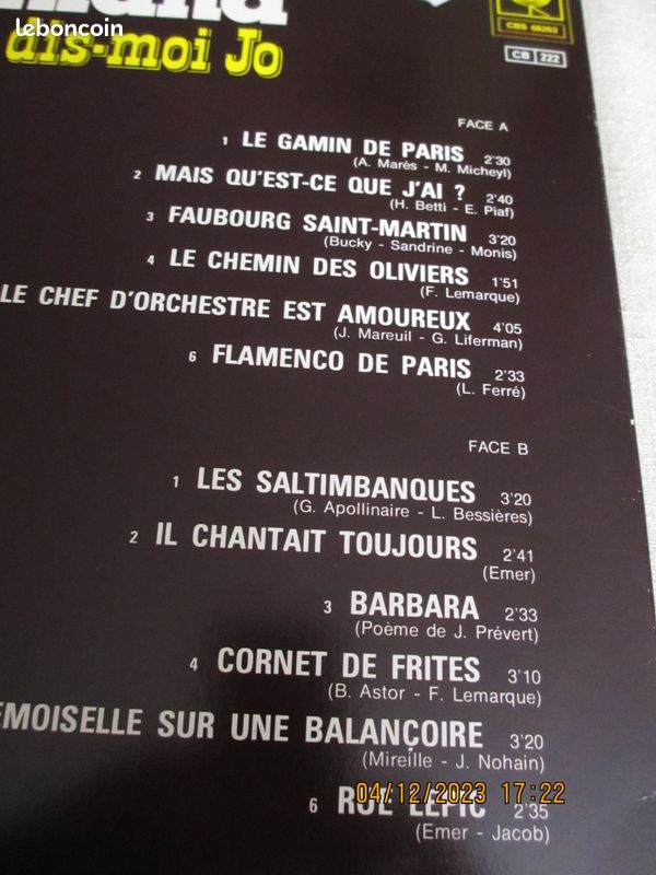 Yves Montand - 33 T - dis-moi Jo (image 3)
