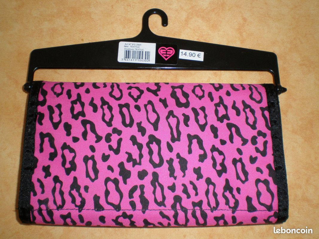 Portefeuille « MISS FREEGUN » noir et rose fluo NEUF (image 1)