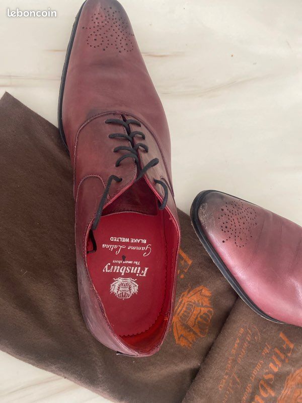 Chaussures homme Finsbury – Cuir bordeaux – Taille 42 FR