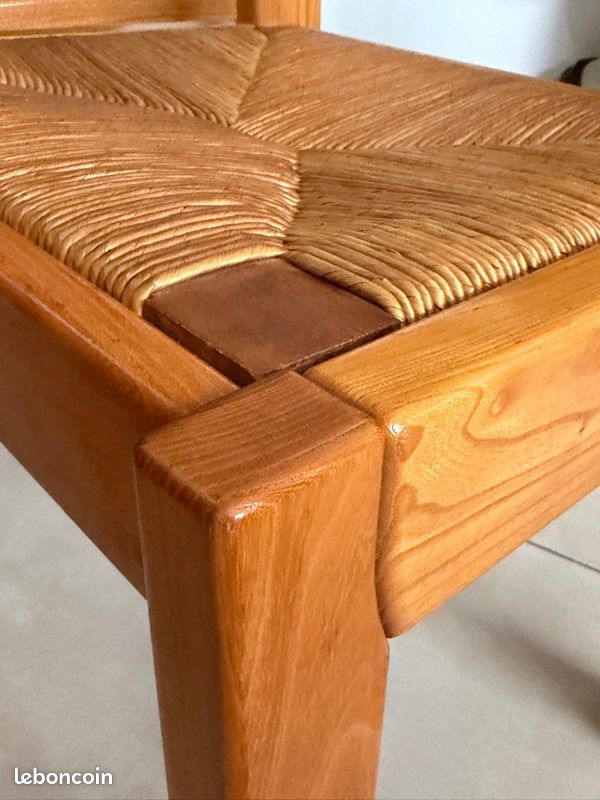 Ancienne paire de chaises en orme massif Maison Regain vintage (image 7)