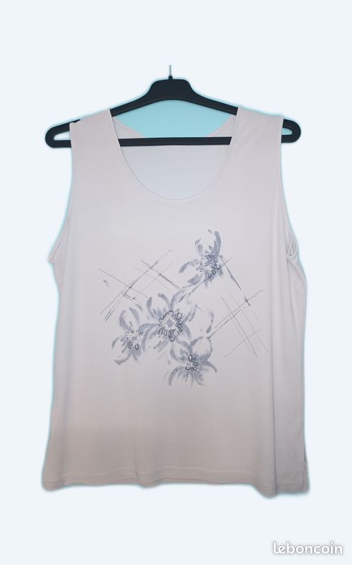 Débardeur gris avec fleurs T46 (mam33133) (image 1)