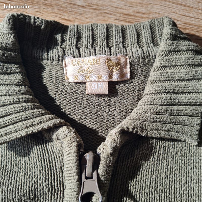 Gilet bébé kaki 9mois (image 1)