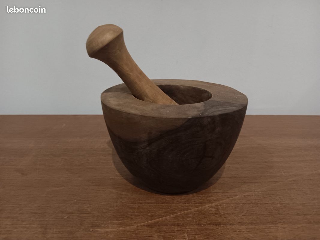 Mortier Et Pilon En Bois d'Olivier Bord Lisse - 16cm +/- 5%, brun, Bois d' Olivier