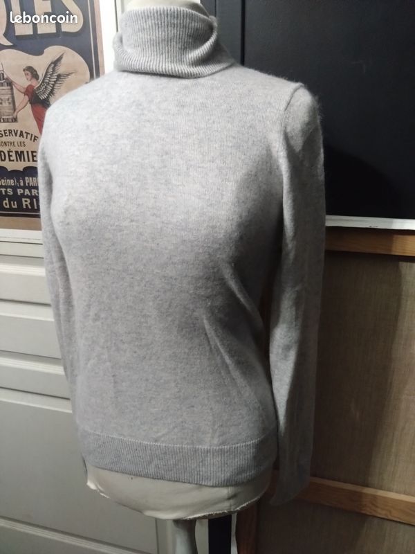 Pull From Future S 36 col roulé gris chiné chic (image 2)