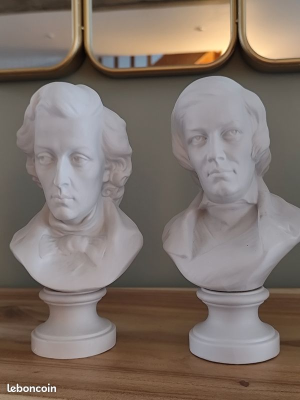 Statues bustes compositeurs biscuit courant XXeme (image 5)