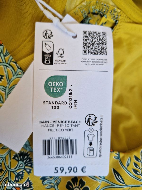 Maillot de bain Rougegorge 42/90E jaune moutarde á petites fleurs (image 7)