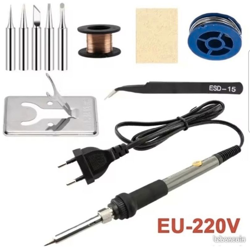 Kit de Fer à Souder à Température Réglable 15pcs avec Fer à Souder Électrique 60W, Support & Accessoires - Ensemble d'Outils de Soudage DIY (image 2)