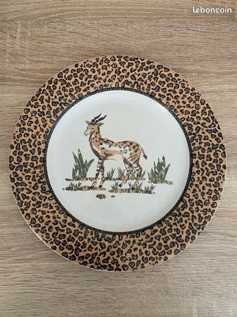 BOL FAIENCE DE GENEVIEVE LETHU TANGANYIKA ANIMAUX SAVANE D 14 cm EUR 25