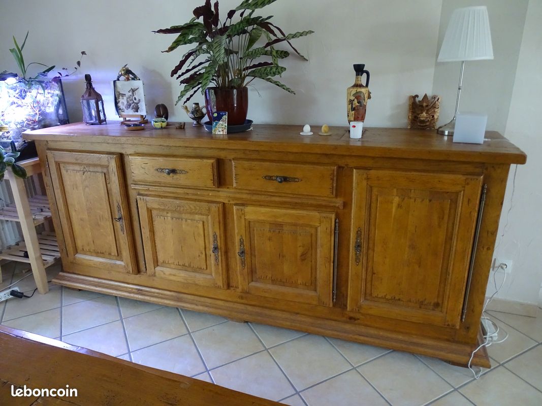 Buffet bas chêne massif 4 portes (image 1)