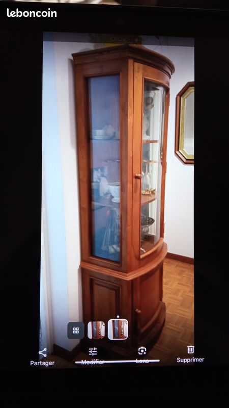 Meuble vitrine bois et verre merisier (image 4)