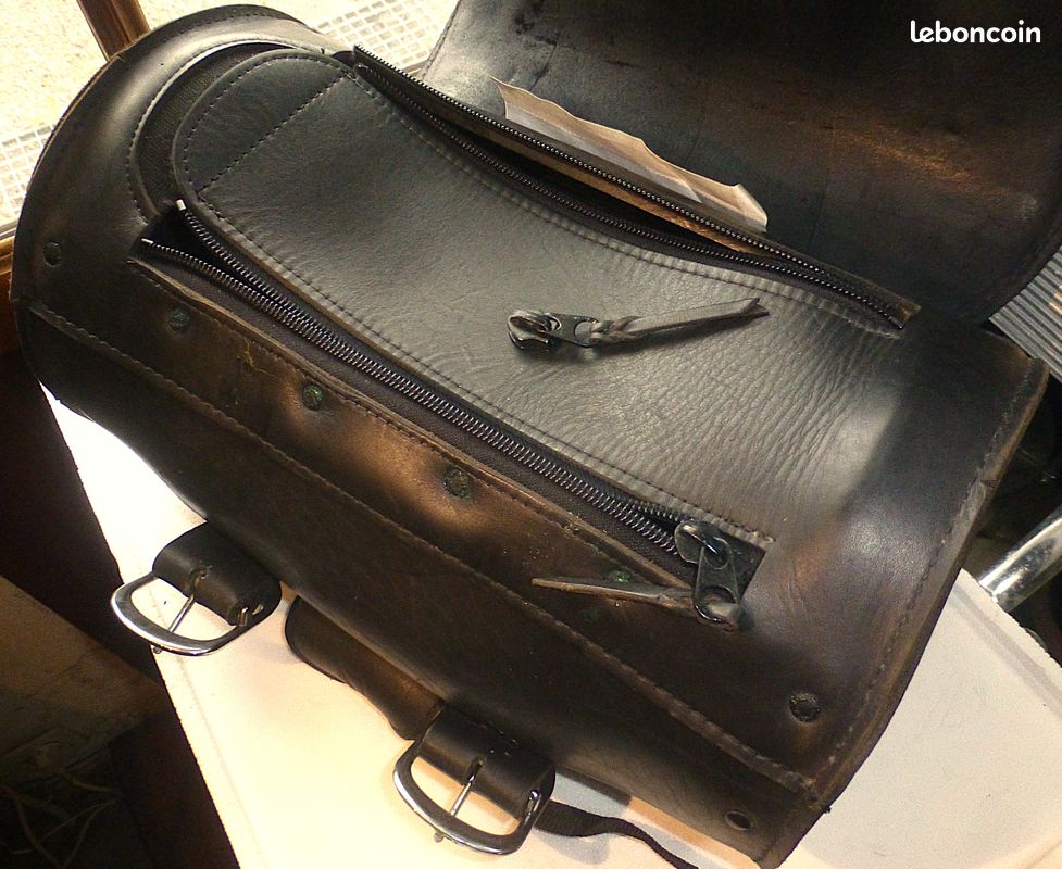 Sac De Voyage Vintage Harley Davidson En Cuir Véritable - Noir - Brodé - Homme