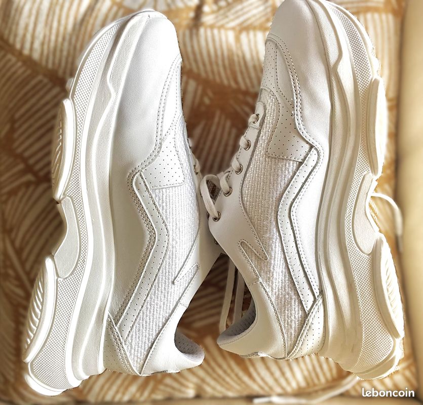 Baskets Sneakers blanches plate-forme neuves de Créateur (image 3)