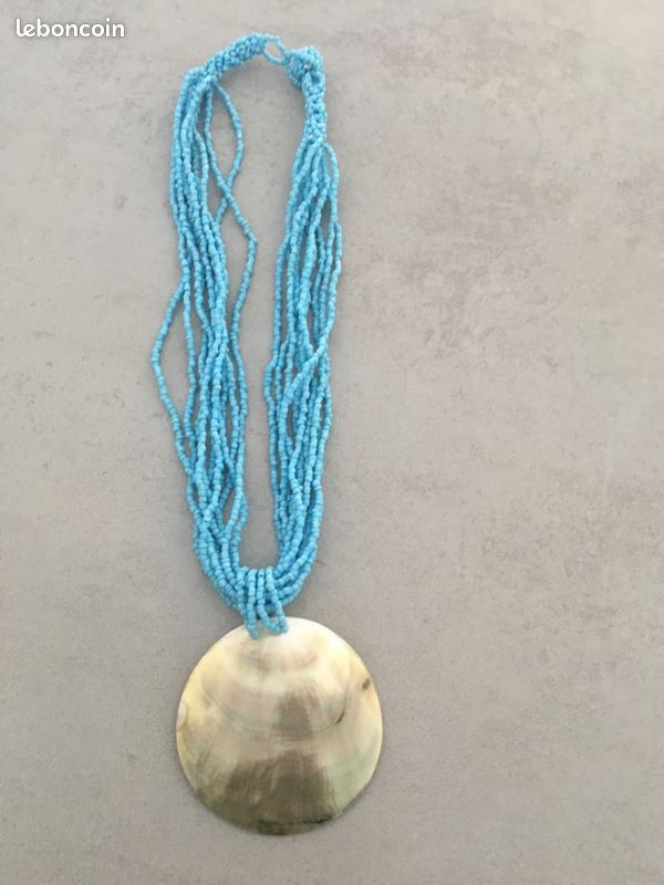 Collier Tendance Perles De Verre Rose - Fermoir Mousqueton Argenté - Occasion Bon état