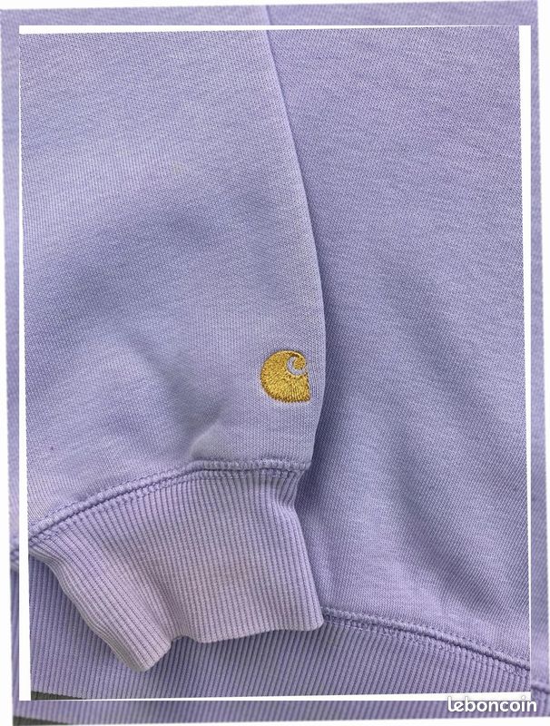 Hoodie/ Pull/ Sweat à capuche violet logo brodé Carhartt sur la manche #A22 - Taille XS (image 8)